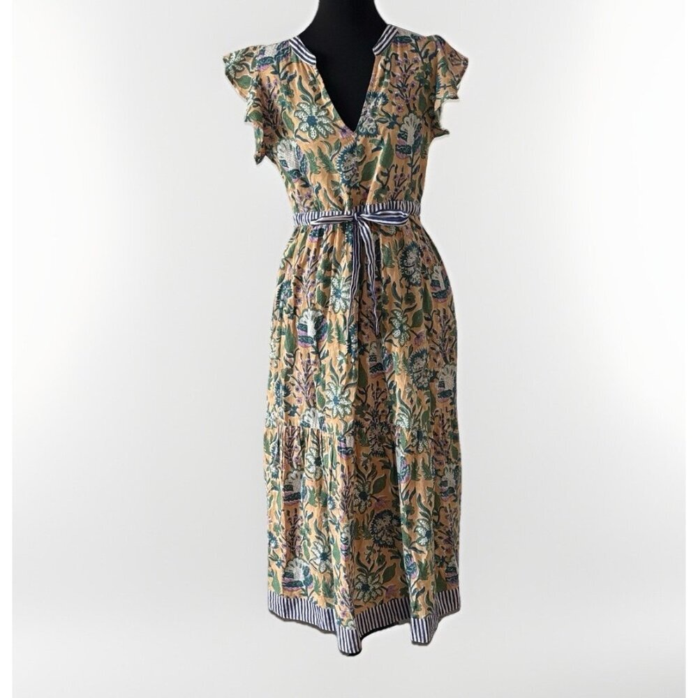 Charlee Maxi Peasant Dress Women’s S Floral India Cottagecore Boho Milkmaid